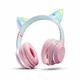 Беспроводные наушники Onvex BT612I с кошачьими ушками, RGB-подсветкой, Bluetooth 5.3, FM-радио, MicroSD, AUX, складные Pink - изображение 1