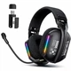 Игровые беспроводные наушники Onikuma GT808I с 2.4G + Bluetooth, съемным микрофоном, RGB-подсветкой, для ПК, PS4, PS5, телефона Black - изображение 1