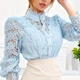 Святкова мереживна жіноча блуза Блакитна 2XL - изображение 3