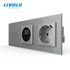 Терморегулятор для теплого пола LIVOLO с двойным выключателем и розеткой USB Type-C 18 Вт, серый, стекло - изображение 1