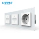 Умный проходной сенсорный диммер LIVOLO 2 сенсора (1-1) с розеткой USB Type-C 18 Вт, белый 2.5D, стекло, заземление - изображение 1