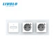Умный сенсорный диммер LIVOLO с двумя розетками с USB Type-C 18Вт, белый матовий, стекло, 16A 230V, заземление, шторки - изображение 2