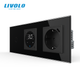 Розумний терморегулятор для теплої підлоги LIVOLO з вимикачем і розеткою USB Type-C 18 Вт, чорний, скло - зображення 1