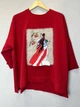 Женский свитшот oversize с вышивкой и боковыми карманами Катерина Modna KAZKA MKNK2356 - 38/40, Червоний - изображение 2