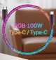 Кабель с RGB подсветкой для зарядки телефона Type-C + Type-C 100W 6A PD Fast Charge быстрая зарядка и передача данных для MacBook Samsung Xiaomi планшета 1м - изображение 5