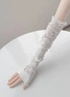 Митенки ажурные с лентами белые капроновые перчатки без пальцев One Size - изображение 3