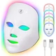 Светодиодная LED-маска для лица 7 цветов, 8 режимов, перезаряжаемая маска светотерапии для омоложения, от акне, морщин и расширенных пор, белая - изображение 2