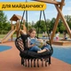 Подвесное плетеное кресло-качалка до 150 кг LEOBRO Boho Comfort XL 80 см Black (LB-1108) - изображение 10