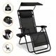 Кресло-шезлонг для отдыха с козырьком LEOBRO Zero Gravity Black (LB-ZGC-H1-BLK) - зображення 1