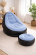 Велюровое Кресло С Пуфом Синее Удобный Диван Air Sofa Для Отдыха Дома Дачи И На Природе Блакитний (386201) - изображение 2