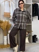 Сорочка oversize в клітинку зі спущеним рукавом на кнопках Innoe 300066-1 р. 46-48 Шоколадний - зображення 3