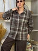 Рубашка oversize в клетку со спущенным рукавом на кнопках Innoe 300066-1 р. 54-56 Шоколадный - изображение 6