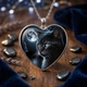 Кулон сердце с котом и луной на цепочке подвеска черный кот ночной стиль женский аксессуар - изображение 5