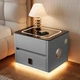 Смарт-тумба QYJXF02 (47х39х48 см) з екошкіри з LED-підсвіткою, USB, датчик руху, бездротова зарядка, Bluetooth-аудіо, Сіра - зображення 4