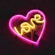 Настольный неоновый светильник "Сердце LOVE" жёлто-розовый на подставке на батарейках/USB 26х28 см - изображение 6