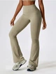 Спортивные женские леггинсы-клеш Flare с бразильским пуш-ап эффектом Bell Bottoms Leggings Premium для фитнеса и йоги M Бежево-серые Тауп (Flare94BeigeCreamM) - изображение 4
