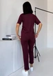 Летний костюм двойка прогулочный спортивный из двухнитки футболка и брюки 42-44 бордовый NO 826017 - изображение 7