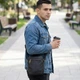 Мужская кожаная сумка через плечо для документов и города SHVIGEL bg191fash02 Черная - изображение 4