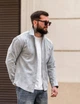 Рубашка мужская джинсовая Beg серая ТР6796, деним (jeans cotton), на кнопках, повседневная, весенняя XL - изображение 3