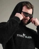 Худи Stone Island Тедди ТР6574 черный мужской велсофт с капюшоном теплый с вышивкой XL - изображение 5