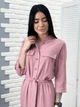 Летнее легкое женское платье рубашка с поясом повседневное из жатого крепа 46-48, Фрезовый - изображение 2
