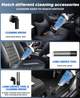 Портативный беспроводной пылесос 5-в-1, ручной mini vacuum для дома, авто и животных, высокой мощности с LED подсветкой - изображение 5