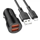Авто Зарядний Пристрій Borofone BZ19 Wisdom metal 2USB 5V / 12W 2.4A USB - Lightning 1m Чорний - зображення 1