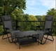 Комплект 2 крісла-шезлонга 177x64x110 см до 120 кг + столик 95x55x50 см LEOBRO Комплект шезлонгів з подушкою, підстаканниками та столиком для кемпінгу та відпочинку на природі чи дачі Сірий - зображення 1