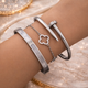 Набір браслетів 3 шт GONCHAR & CO. Цвях + Клевер + Cartier з керамікою (покриття сріблом) 51-005 - зображення 1
