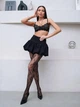 Колготки в сетку с ажурным цветочным рисунком трендовые колготки Роза универсального размера One size черные - изображение 6