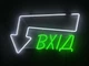 Неоновая вывеска Вход стрелка вниз L 600x350 Комбинированный - изображение 1
