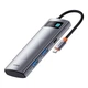 USB-хаб Baseus Metal Gleam Series 7-in-1 USB-C to 2xUSB 3.0 + HDMI 4K + USB-C + SD/TF + USB-C Power Port Gray (WKWG020113) - зображення 1
