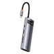 USB-хаб Baseus Metal Gleam Series 7-in-1 USB-C to 2xUSB 3.0 + HDMI 4K + USB-C + SD/TF + USB-C Power Port Gray (WKWG020113) - зображення 2