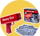 Денежный пистолет Деньгомет Super Money Gun Красный - изображение 1