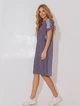 Стильное женское платье oversize из комбинированных тканей коттон петля INNOE 670002-1 короткий рукав Синий р. 48 - изображение 2