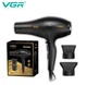 Фен профессиональный VGR V-406 BLACK, 3 уровня обдува, 3 уровня температуры, 2 насадки - изображение 2