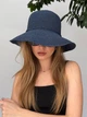 Капелюх панама жіноча з великим полем One size синя - изображение 9