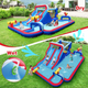 Надувний аквапарк Costway Fun Kids 6-в-1: гірка, басейн, скеледром, водяні гармати, батут, без вентилятора - зображення 5