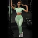 Спортивный женский костюм для фитнеса бега йоги Спортивные лосины леггинсы топ для фитнеса, размер M Зеленый (2840-G-M) - изображение 1