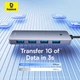 USB-хаб Baseus UltraJoy Series 4-Port HUB Lite 50cm Space Grey (USBA to USB3.0 x 4+Type-C5V) (B0005280B811-01) - зображення 11