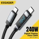 Кабель 240W Essager 48V/5А LED дисплей Data Cable кабель для швидкої зарядки PD3.1 Кабель Type-C - Type-C 2м EXCTT3-HCAOG-P Grey - зображення 5