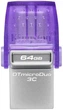 Накопичувач Kingston 64GB USB 3.2 Type-A Gen1 + Type-C DT microDuo 3C R200MB/s - изображение 1