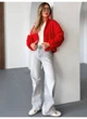 Куртка бомбер жіноча з драпировкою на рукавах утеплена матова Modern Boutique червоний, XS КУ009 - изображение 5