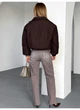 Бомбер куртка утеплена з затяжками внизу матовий Modern Boutique шоколадний, XS КУ008 - изображение 3