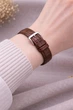 Женский ремешок для часов 16 мм Premium Brown Croco — натуральная кожа, коричневый, тиснение под крокодила, классический стильный стиль - изображение 4