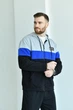 Легкий спортивный костюм мужской без утепления с толстовкой и джоггерами с двунитки 64-66 черный + электрик (ярко-синий). - изображение 6