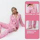 Женская пижама Aruelle cherie pajama long розовая с сердечками на рубашка пуговицах и штаны вискоза домашняя с длинным рукавом S - изображение 2
