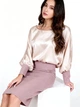 Жіноча комбінована міді сукня LadyLike 50 Бежевий (ladlk2243340089443) - изображение 2