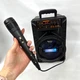 Колонка акумуляторна портативна Bluetooth 20Вт 8" для караоке з мікрофоном, LED підсвіткою, MP3 плеєром і FM-радіо Чорна, TTD-8245 - зображення 8