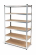Стелаж 220x100x50 SpaceMax металевий оцинкований -6 полиці МДФ - зображення 1